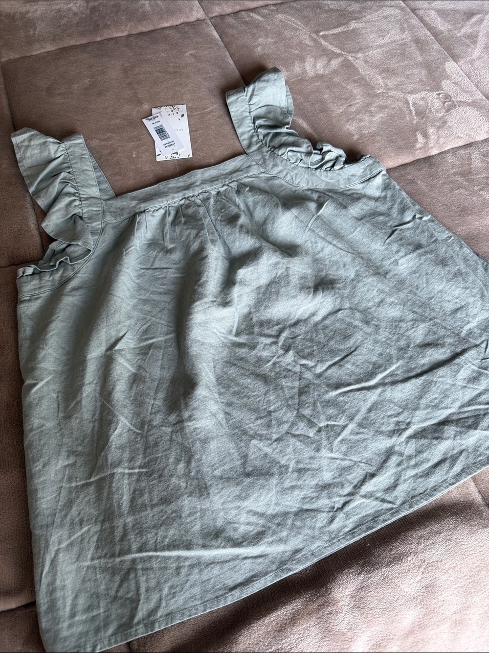 Light Sage Ruffle Strap Tank Top - Picture 7 of 7